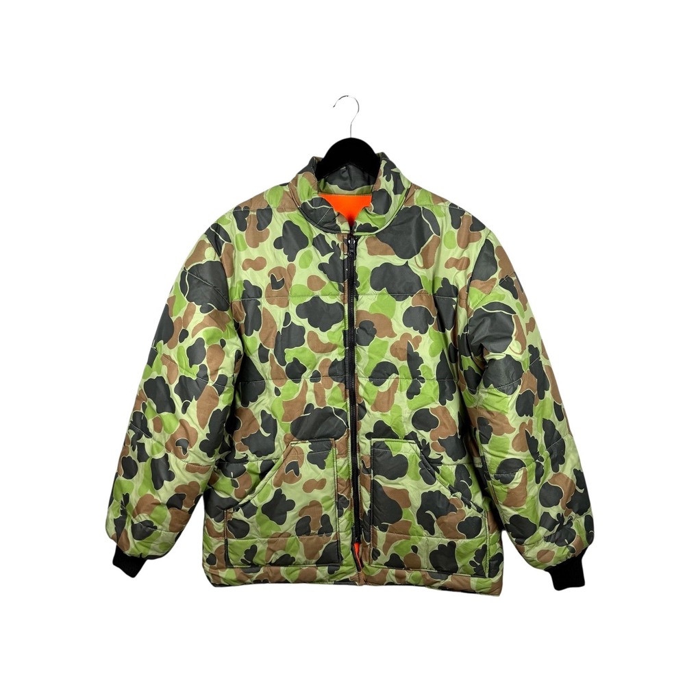Vintage Walls Blizzard Pruf Reversible Hunting Coat Mens M Camouflage Orange Zip